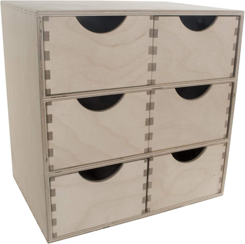 Wooden Desk Organiser 6-Drawer Mini Chest Birchwood Storage Cabinet 28cm