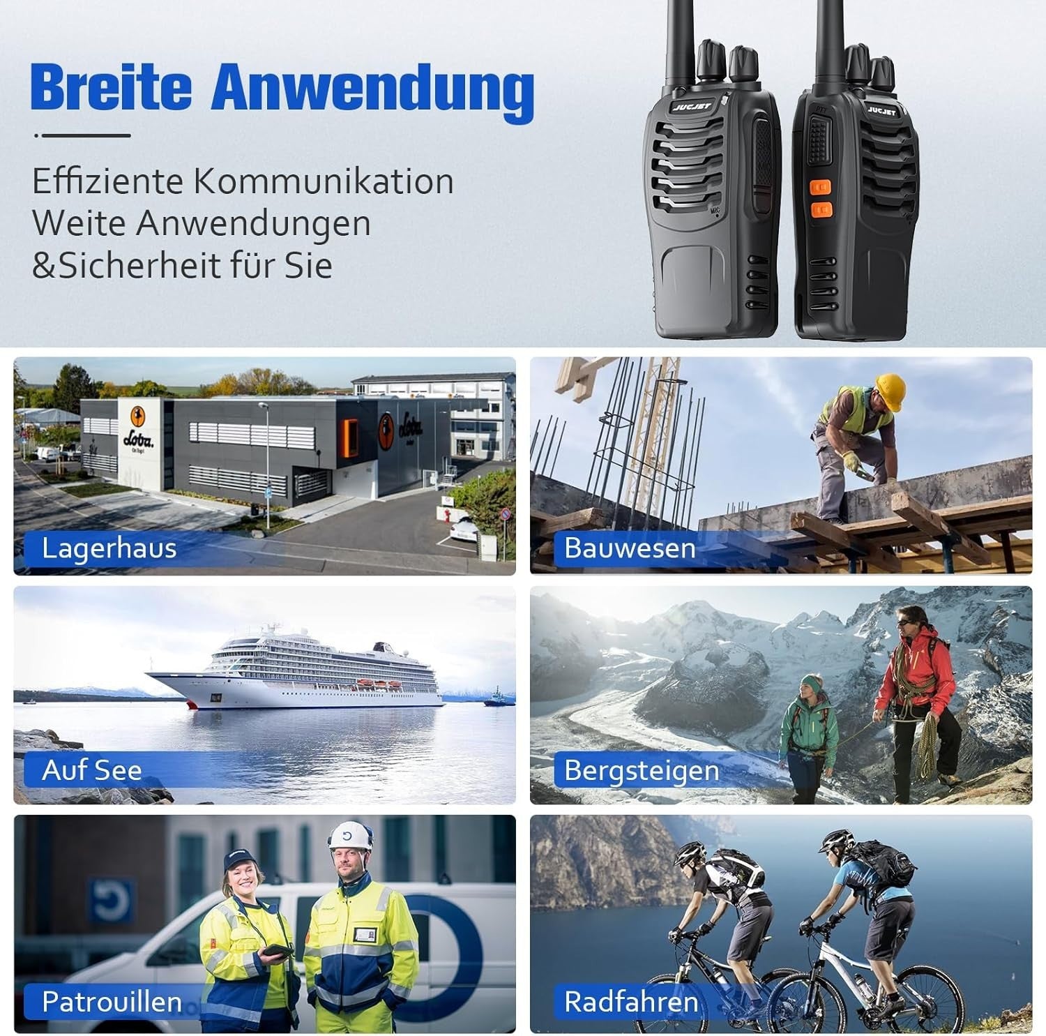 Long Range Walkie Talkies 4 Pack Rechargeable 16CH VOX 2 Way Radios