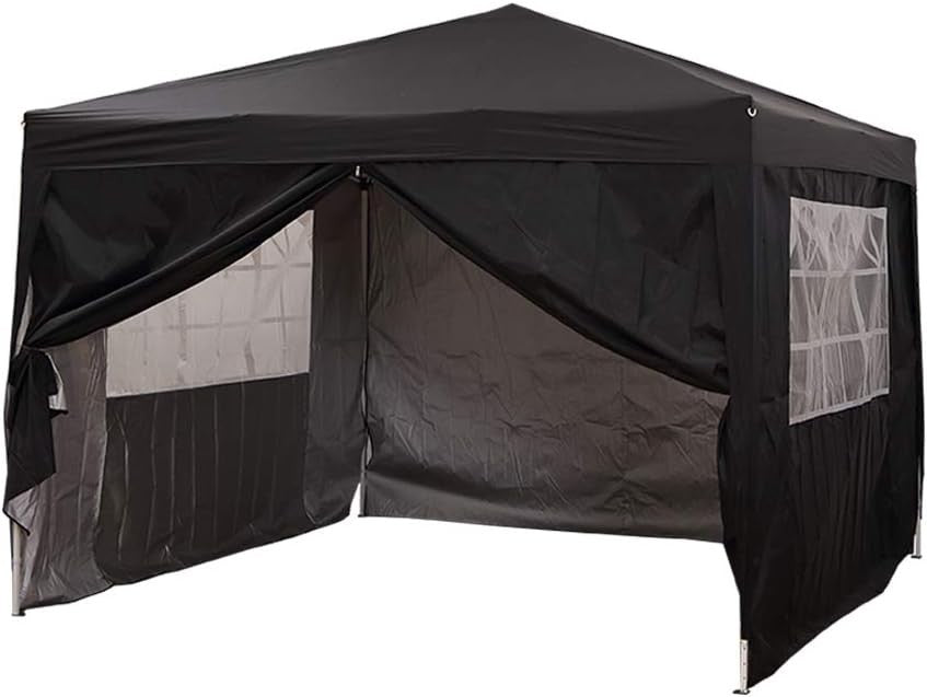 3x3M Black Pop Up Gazebo With Sides Waterproof Outdoor Garden Party Tent Marquee