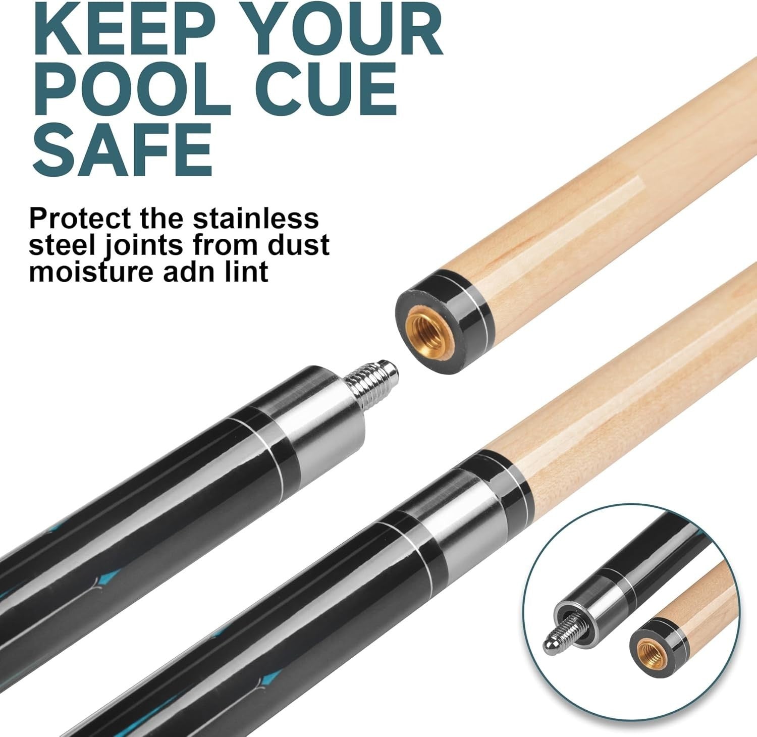 57" Pro Pool Cue Low Deviation Maple Billiard Stick 13mm Tip 2-Piece