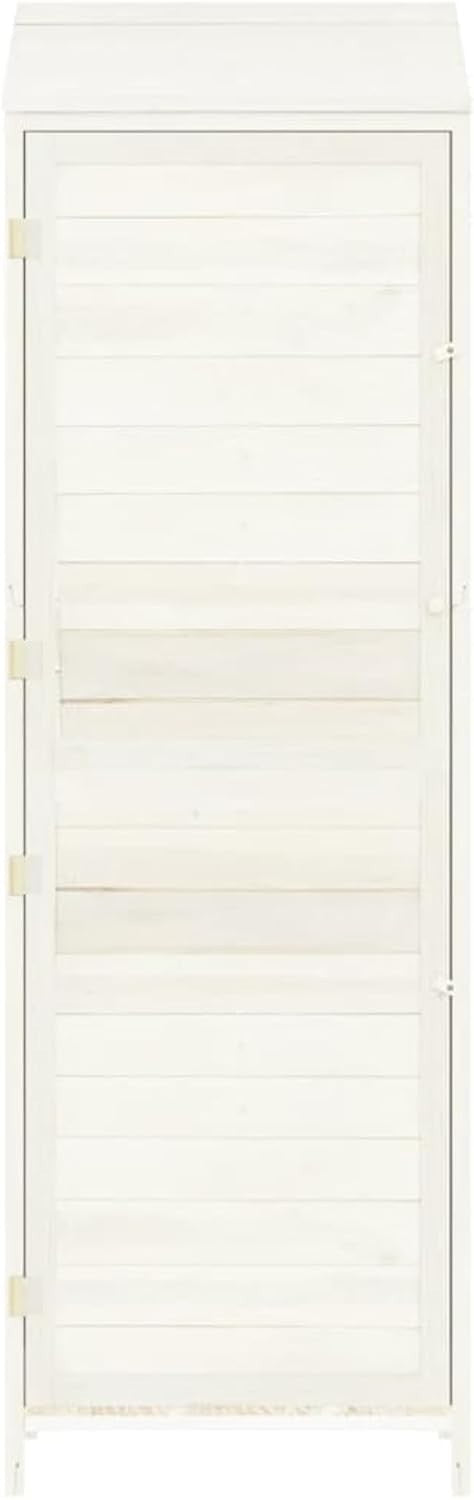 Outdoor Wooden Garden Shed 55x52x174.5cm White Tool Storage Weatherproof