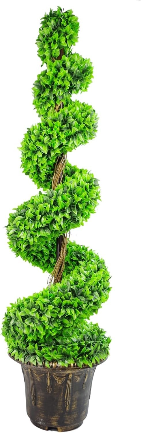 Artificial Spiral Topiary Tree 120cm Large Leaf Potted Decorative Planter Home