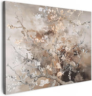 Almond Blossom Abstract Canvas Wall Art Beige Floral 70x50cm Living Room Decor