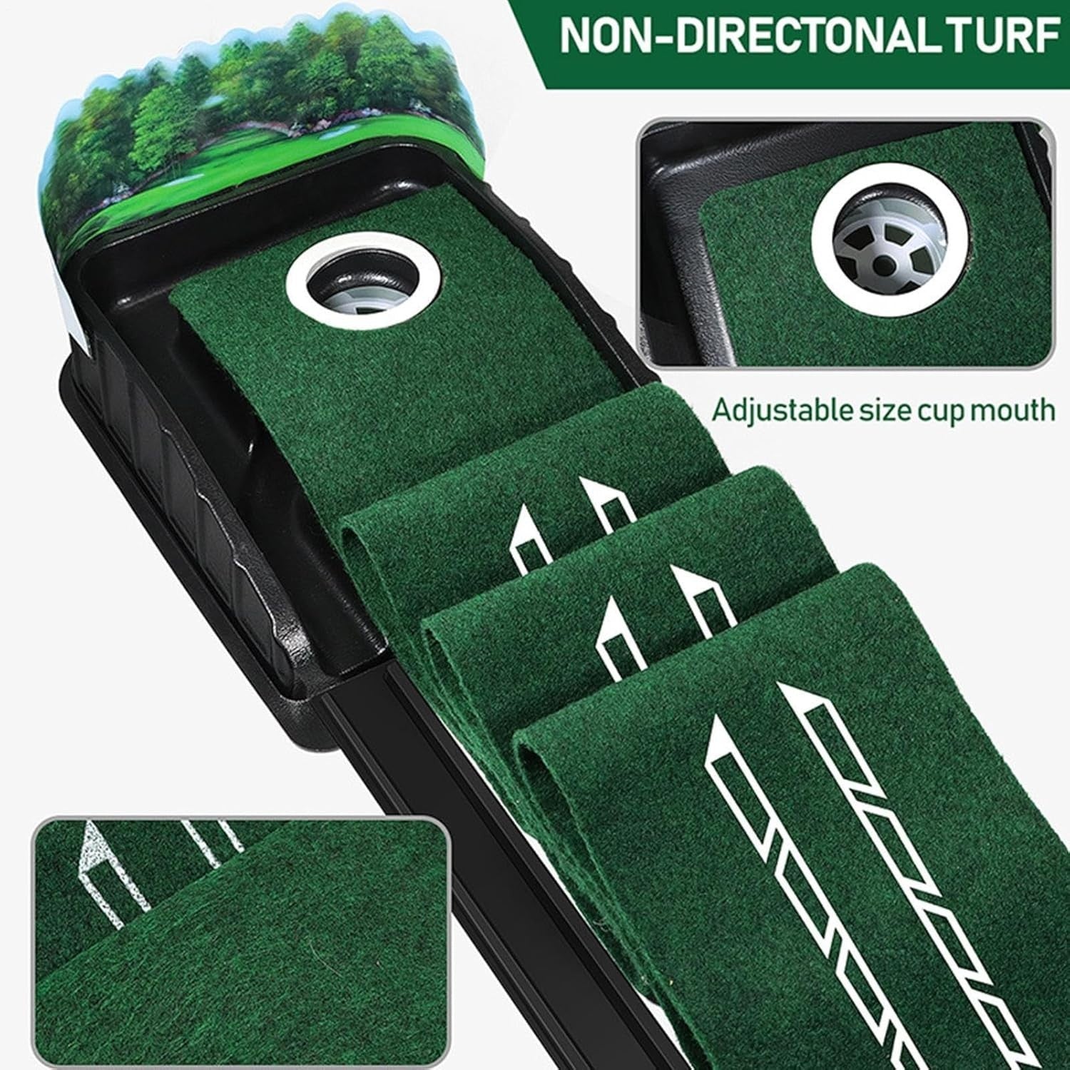 Golf Putting Mat Practice Green 4x3ft Auto Ball Return Indoor Outdoor