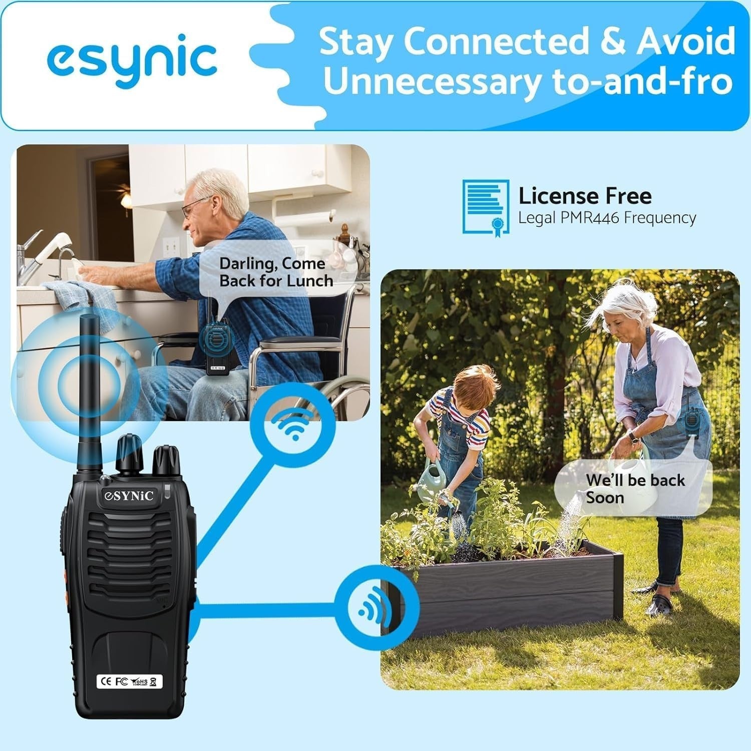 10 Pack Long Range Walkie Talkies PMR446 Rechargeable VOX 2 Way Radios