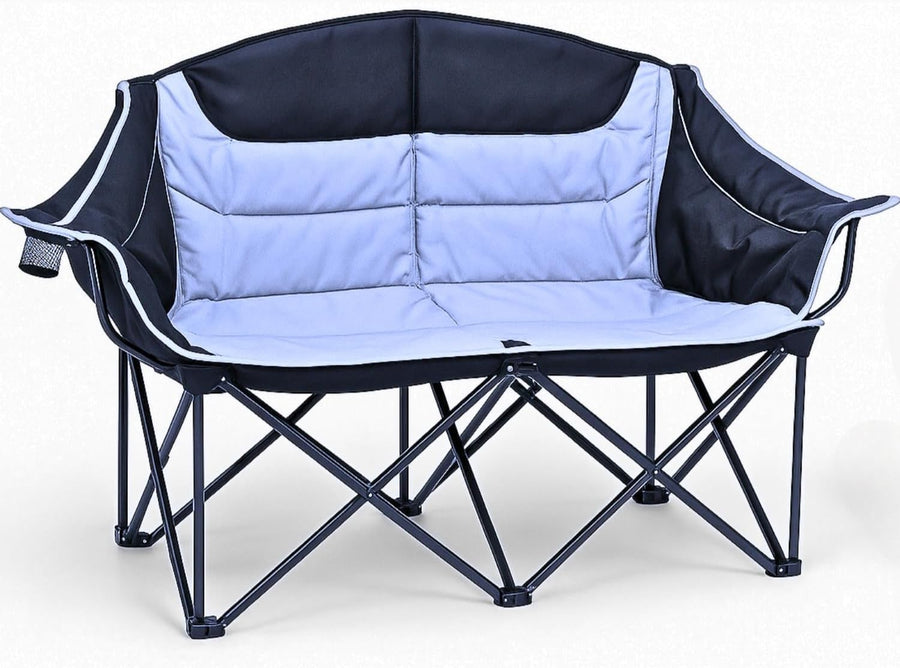 Double Folding Camping Chair | 2 Person Heavy Duty, Cup Holder, Portable