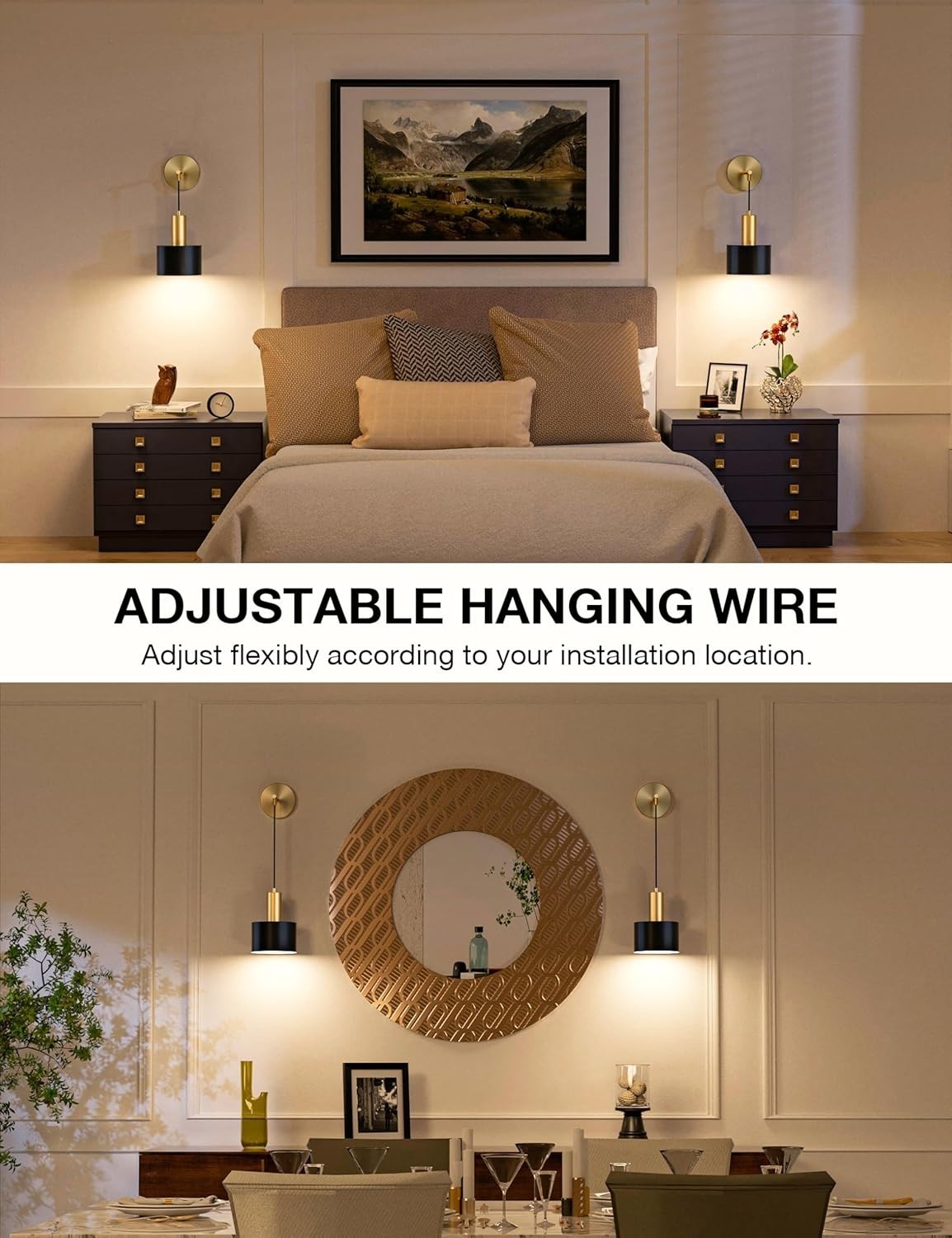 Dimmable Battery Wall Sconces with Remote, 5200mAh, 9 Colors & Timer
