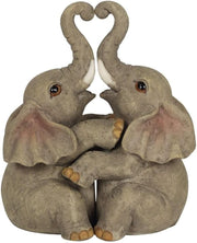 Adorable Resin Elephant Couple Ornament 12cm Rustic Home Decor Love Gift
