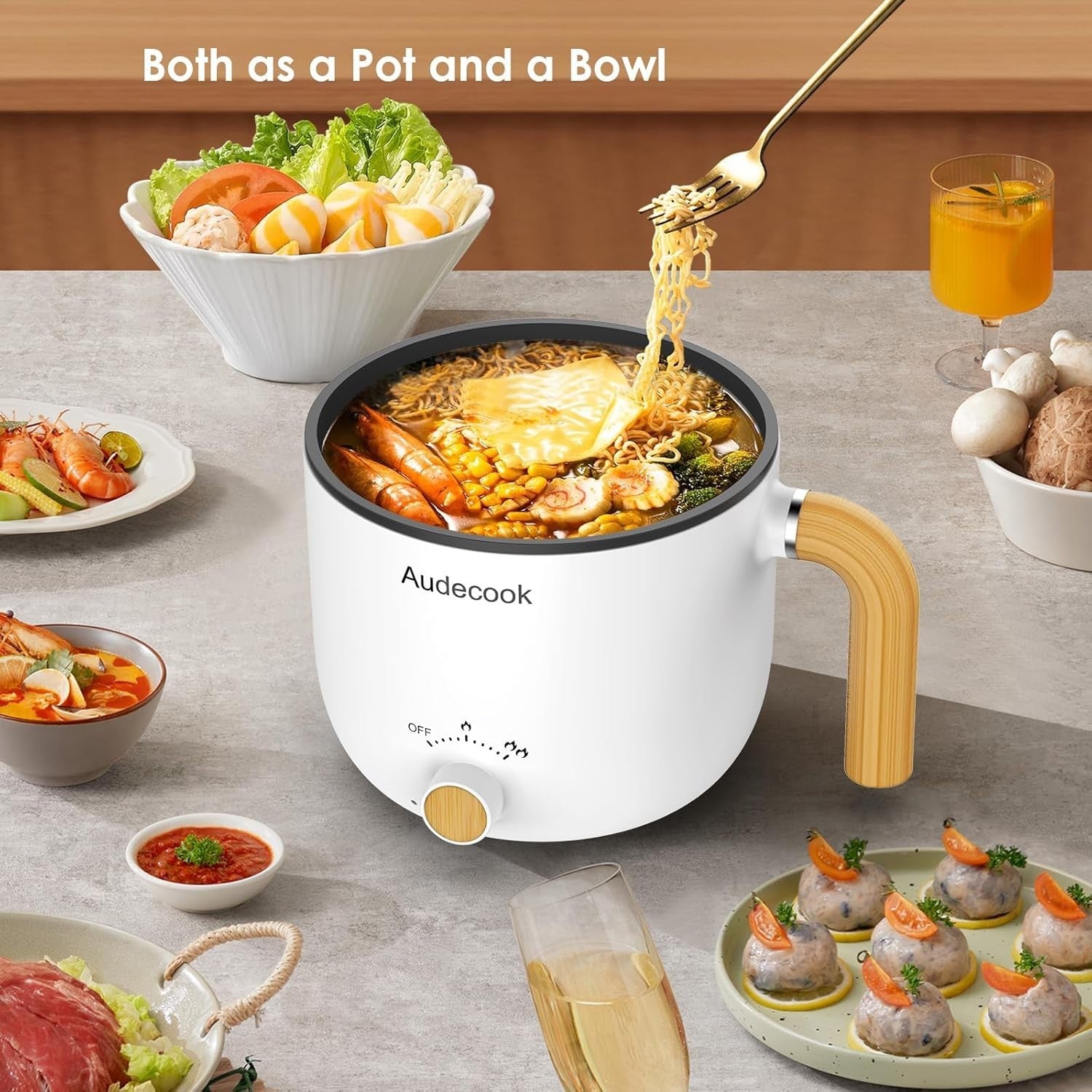 Electric 1.5L Mini Hot Pot with Steamer | Non-Stick Cooker for Soup & Ramen