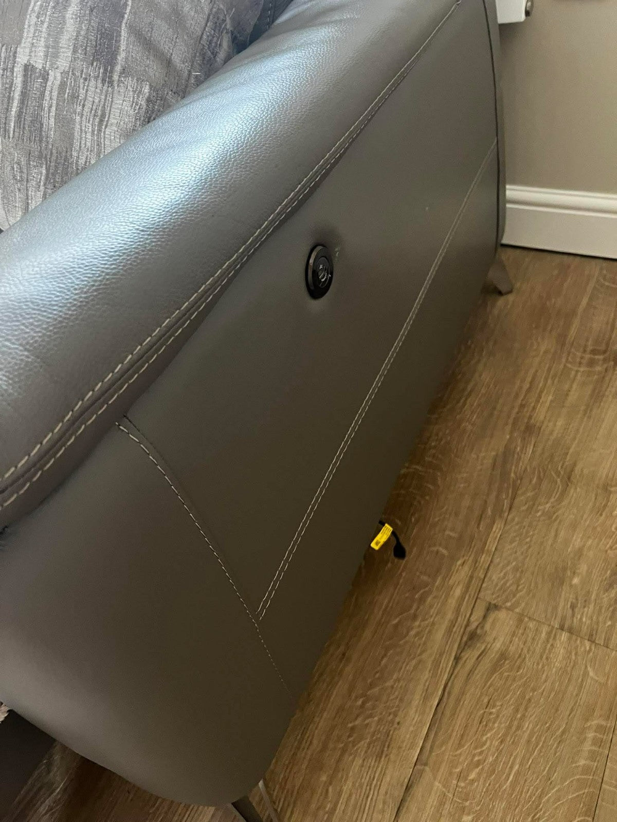 Grey Leather Corner Sofa Bed + Storage (PTP)