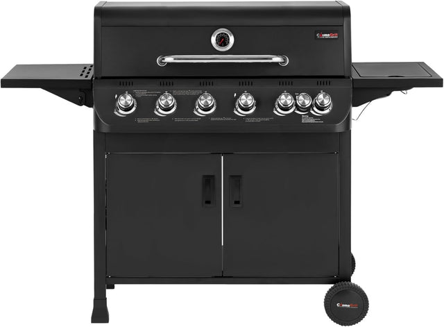 7 Burner Gas BBQ Grill with Side Burner, Thermometer & Warming Rack