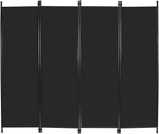 4 Panel Black Folding Room Divider Privacy Screen Partition 203x173cm