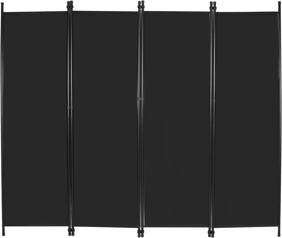 4 Panel Black Folding Room Divider Privacy Screen Partition 203x173cm