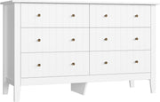 White 6 Drawer Chest Sideboard Wooden Storage Cabinet Bedroom Organizer