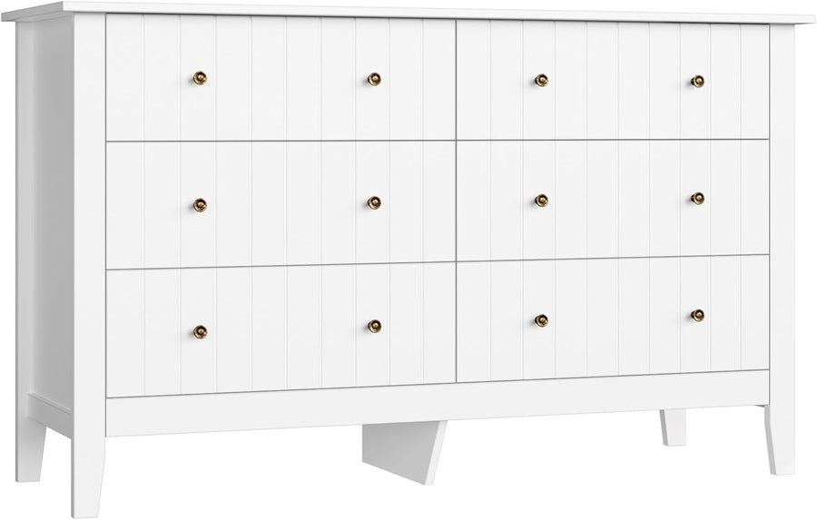 White 6 Drawer Chest Sideboard Wooden Storage Cabinet Bedroom Organizer