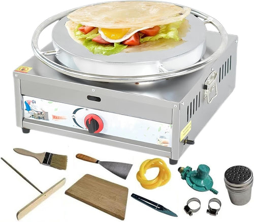 40cm Commercial Crepe Maker Gas Hotplate Nonstick Pancake Griddle & Temp Control