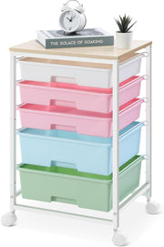 5 Drawer Rolling Storage Trolley Multicolor Organizer Cart on Wheels