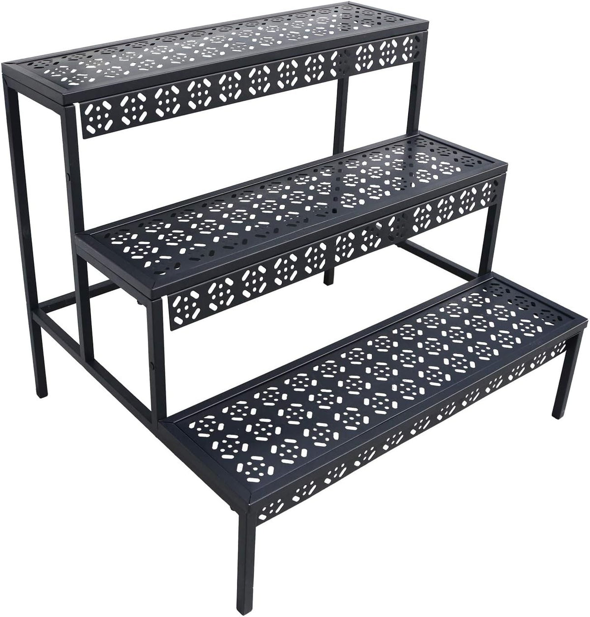 3 Tier Black Metal Plant Stand Indoor Outdoor Garden Flower Pot Display Rack