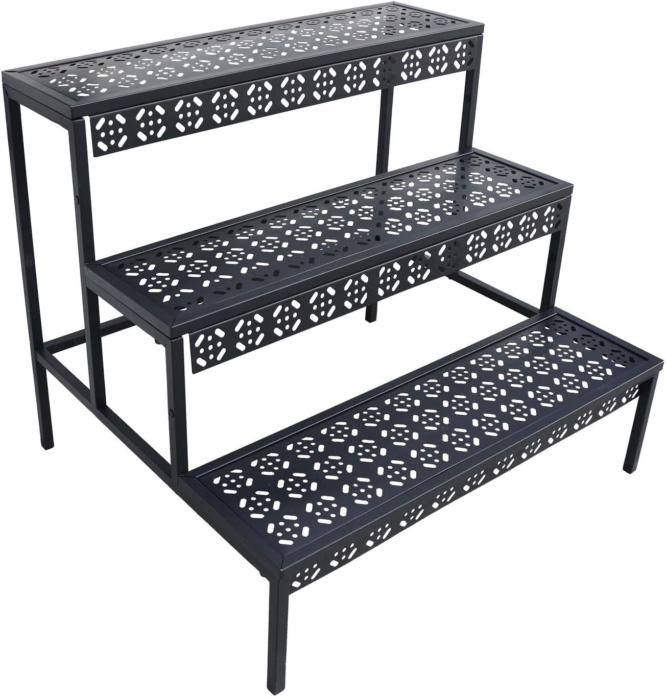 3 Tier Black Metal Plant Stand Indoor Outdoor Garden Flower Pot Display Rack