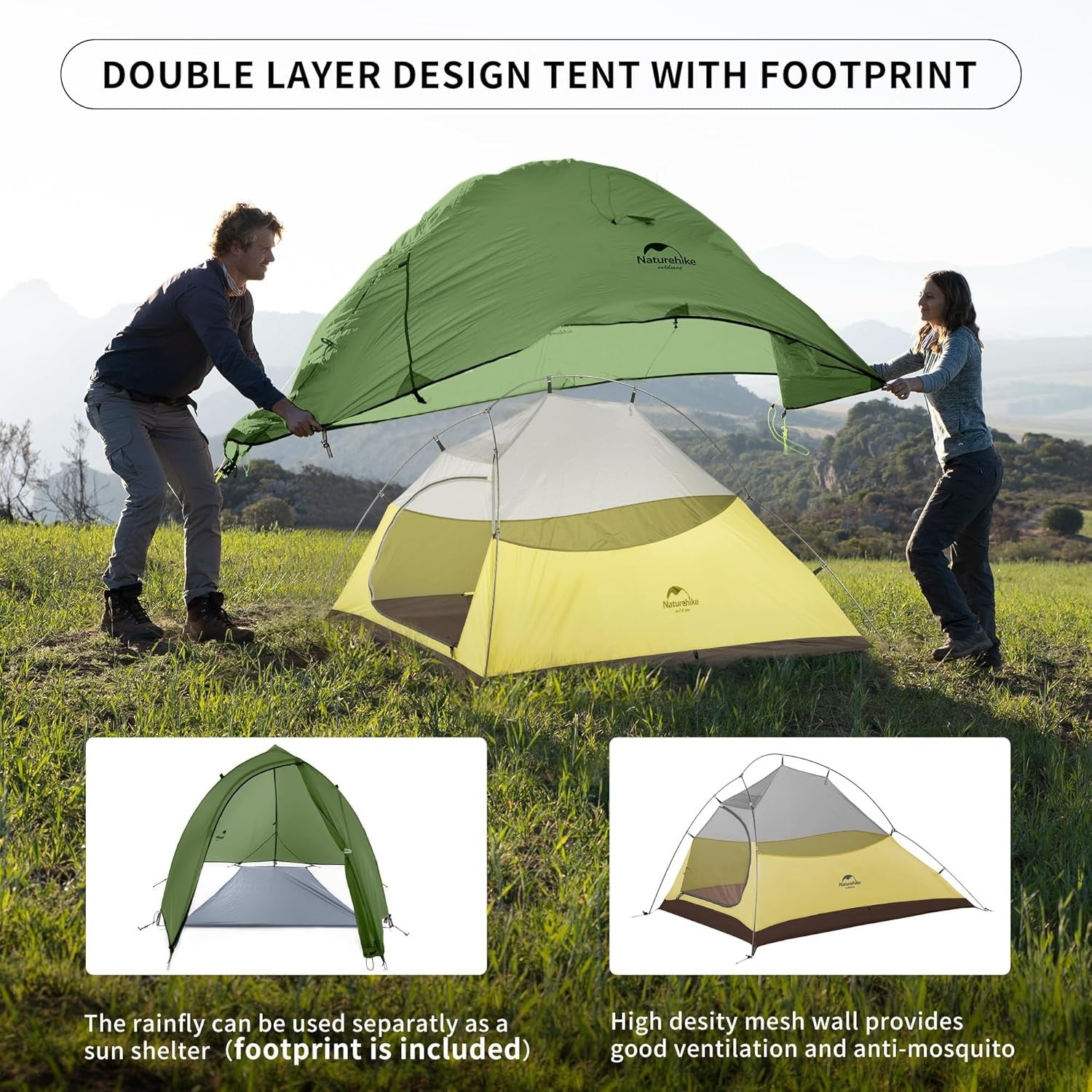 2 Person Lightweight Backpacking Tent 3-4 Season