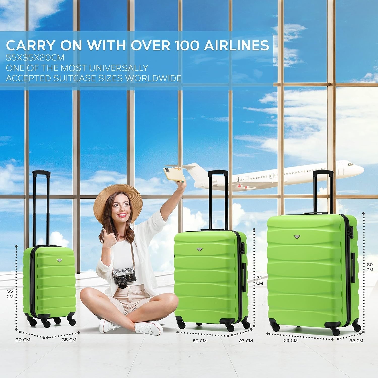 25” Medium Checked Suitcase ABS Hard Shell 4 Wheel Spinner Lock