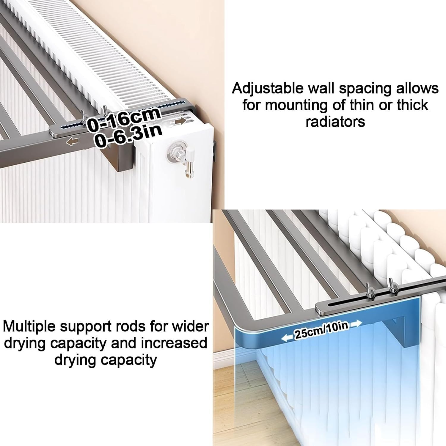 Adjustable Clothes Drying Rack for Oil Heaters – Foldable, Rust-Resistant, Spaci