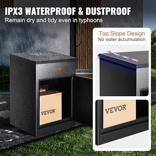 Lockable Parcel Drop Box Waterproof Anti-Theft Steel Mailbox Wall Mount XL Size