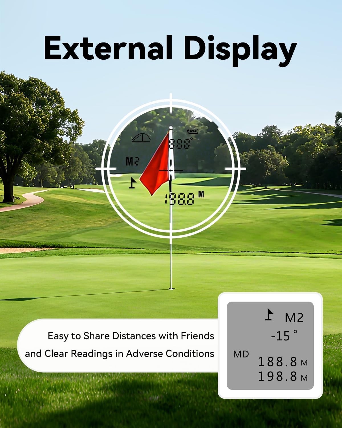 Golf Laser Rangefinder Slope 1200Y Flag Lock Vibration External Display 6X