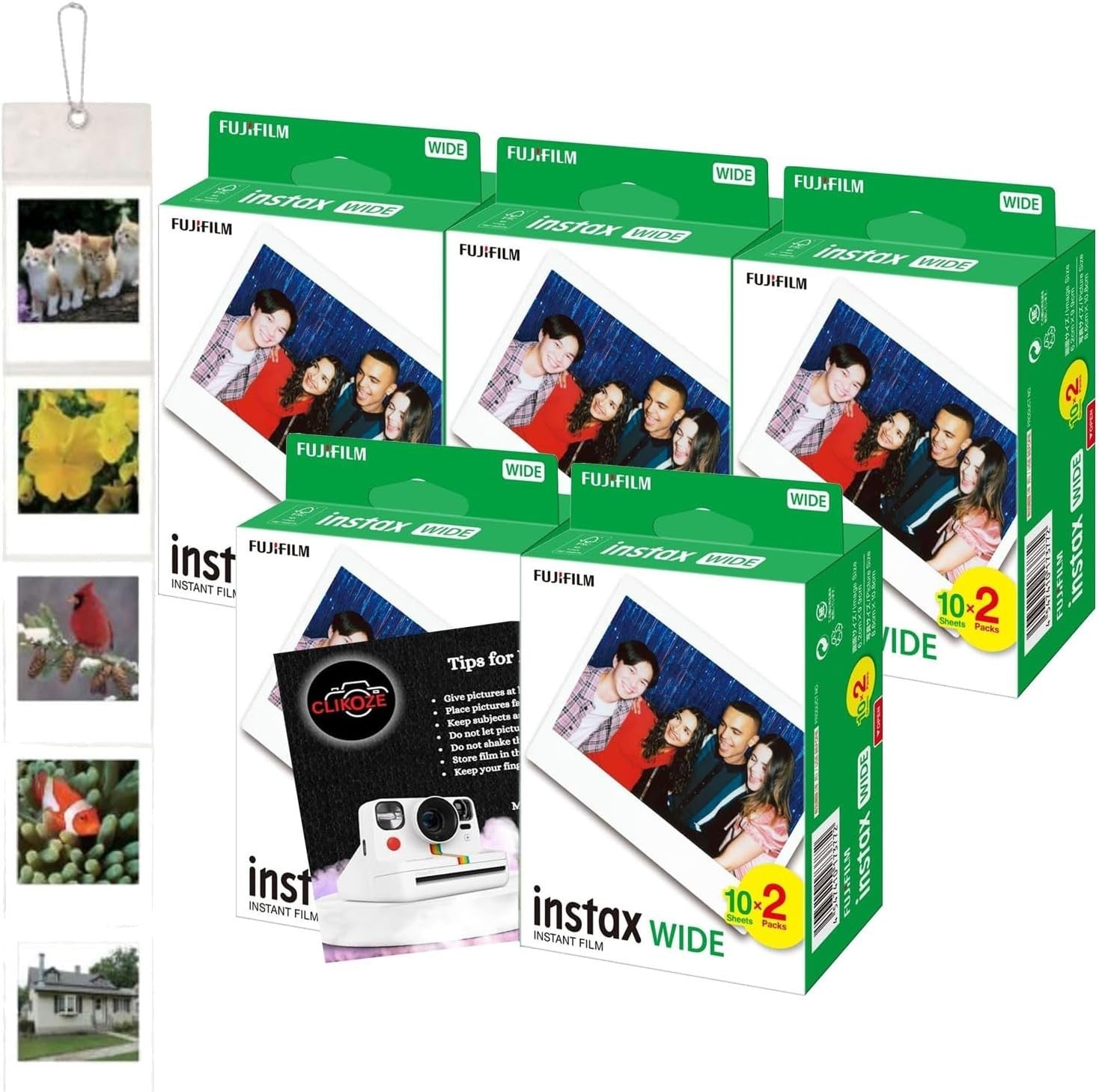 Instax Wide Film Bundle 100 Shots Photo Album Wall Display Kit