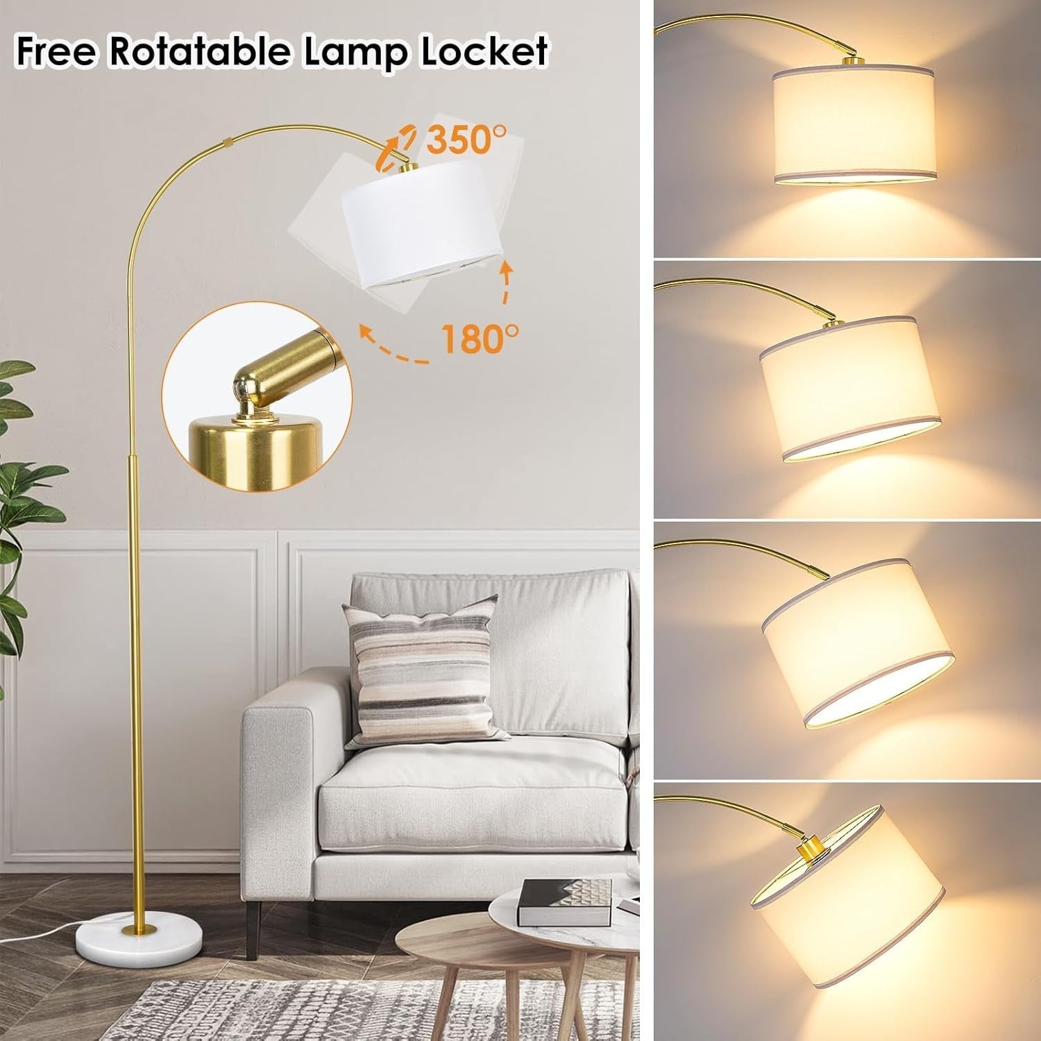 Modern Arc Floor Lamp with Remote Dimmable LED Light for Living & Bedroom