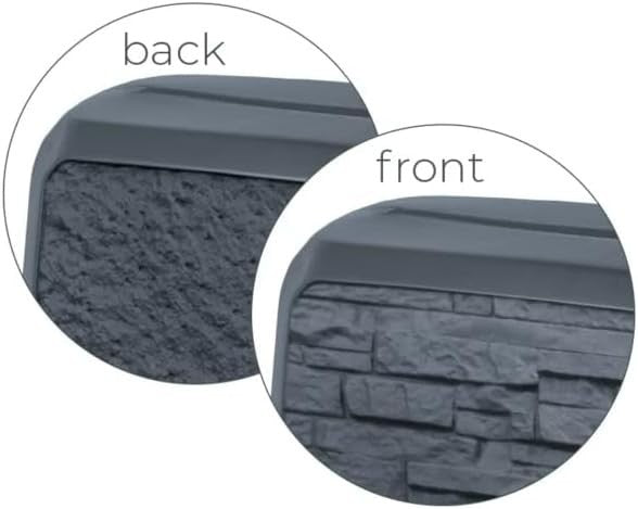 250L Rainwater Tank Water Butt, Textured Slate Stone, Anthracite, Space-Saving
