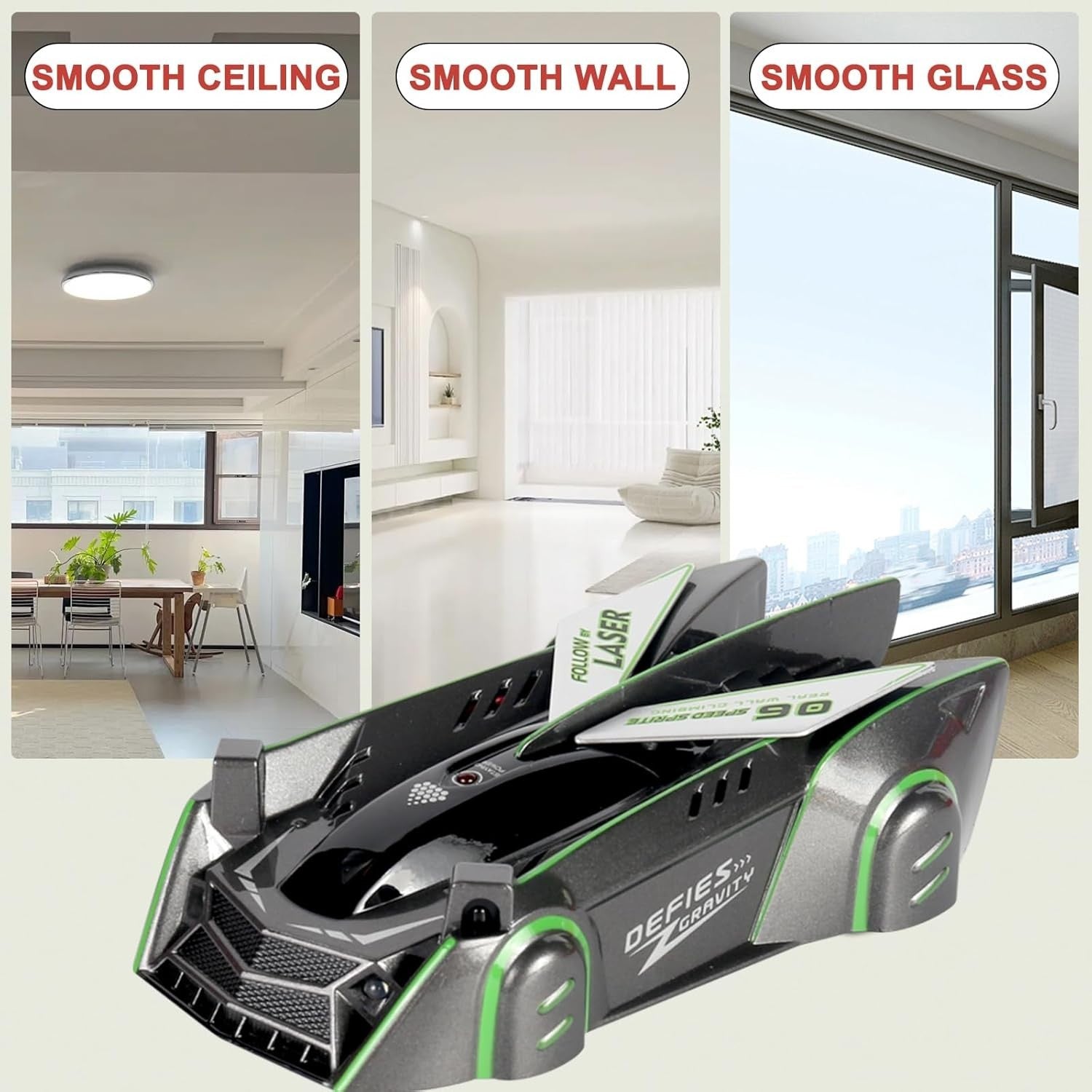 Grey Wall Climbing RC Car – Laser Remote Control Stunt Toy for Kids & Teens