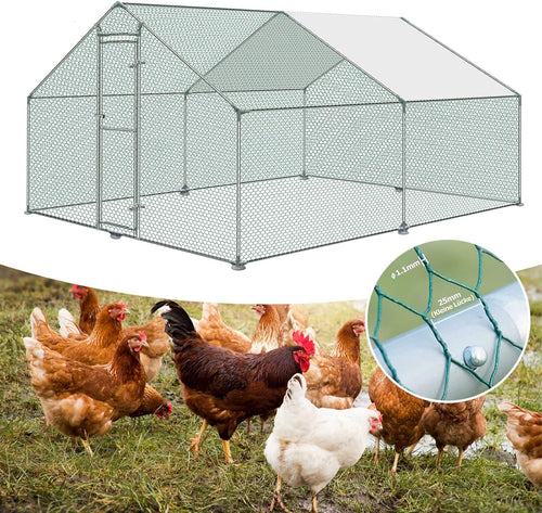 Large Walk In Chicken Run 3x4x2m Galvanised Steel Outdoor Pet Enclosure