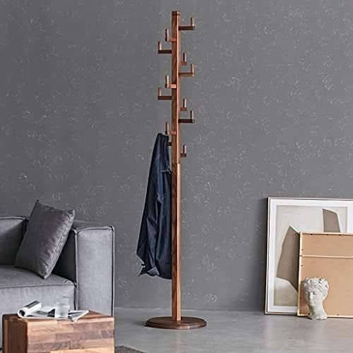 Modern Wooden Coat Rack Stand | Freestanding Tree Hallway Hat & Bag Holder