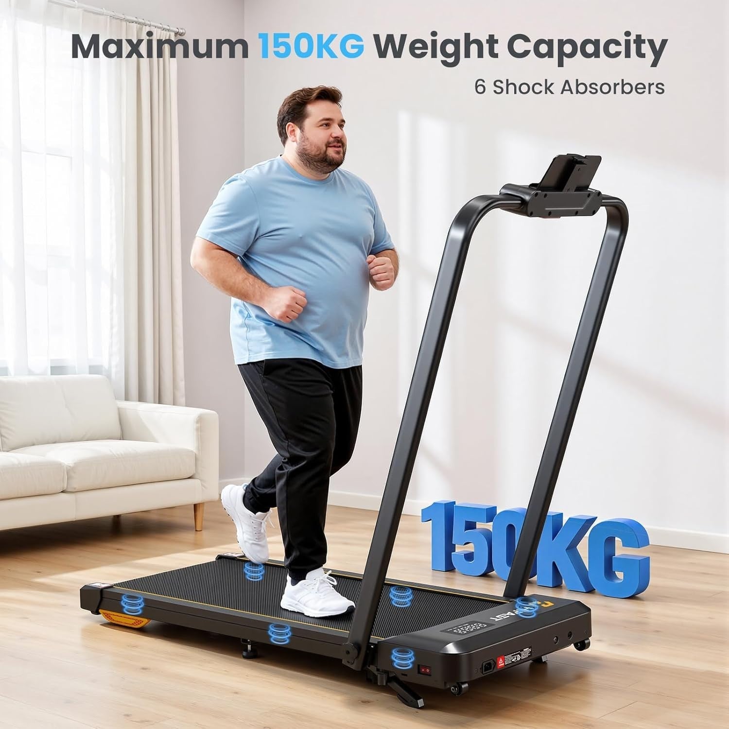 Foldable Walking Pad Treadmill 8% Incline 1-12km/h Quiet Home Gym
