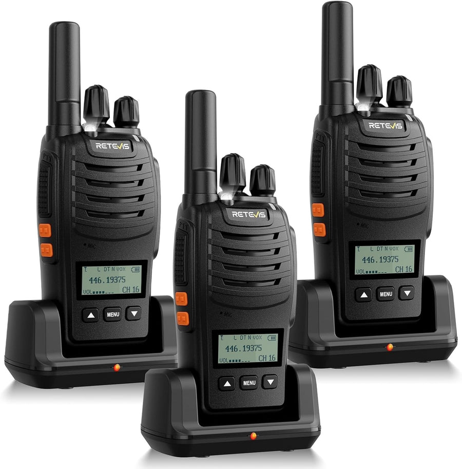 Walkie Talkies 3 Pack Long Range LCD Screen USB-C Rechargeable VOX