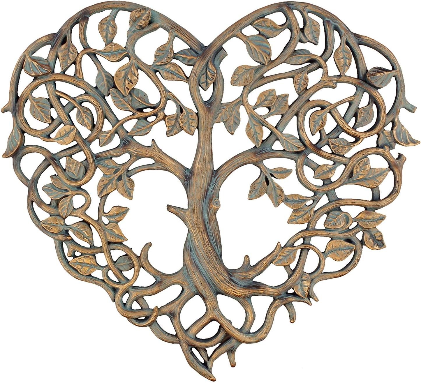 Tree of Life Heart Wall Plaque 12" Rustic Resin Decor