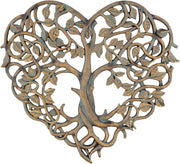 Tree of Life Heart Wall Plaque 12" Rustic Resin Decor