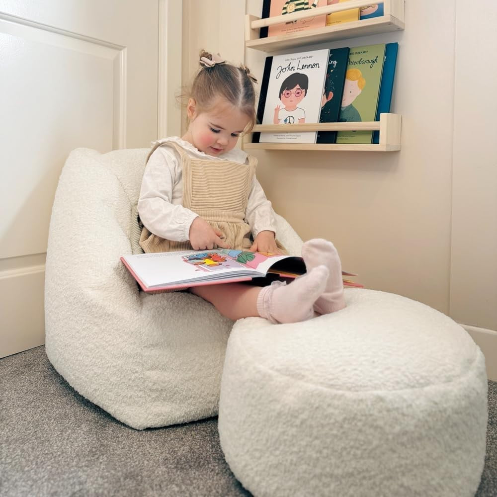 Kids Boucle Bean Bag Chair Soft Armchair Seat Washable Cover Toddler Room