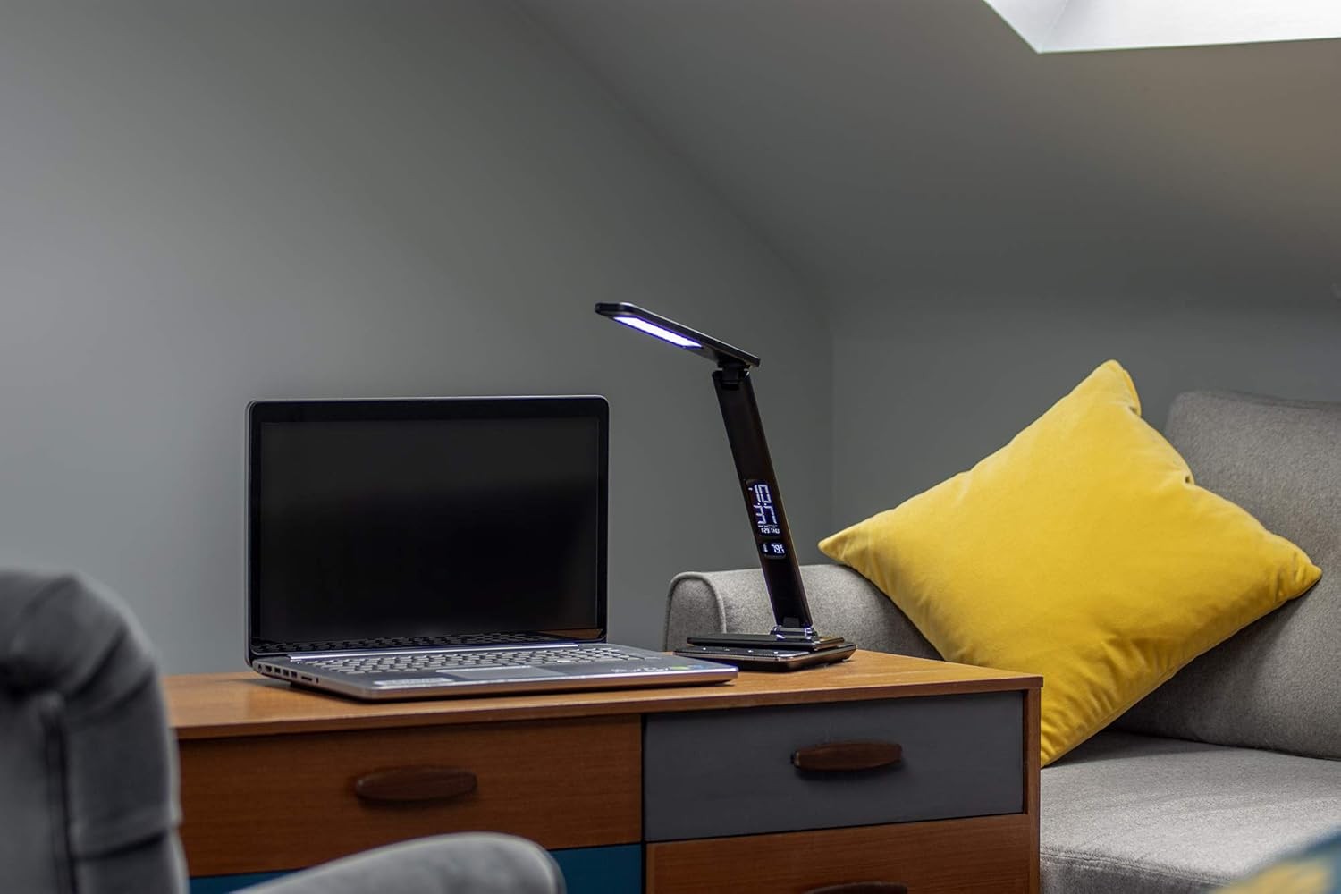 LED Desk Lamp Touch Control Wireless Charger Alarm Clock Foldable Light