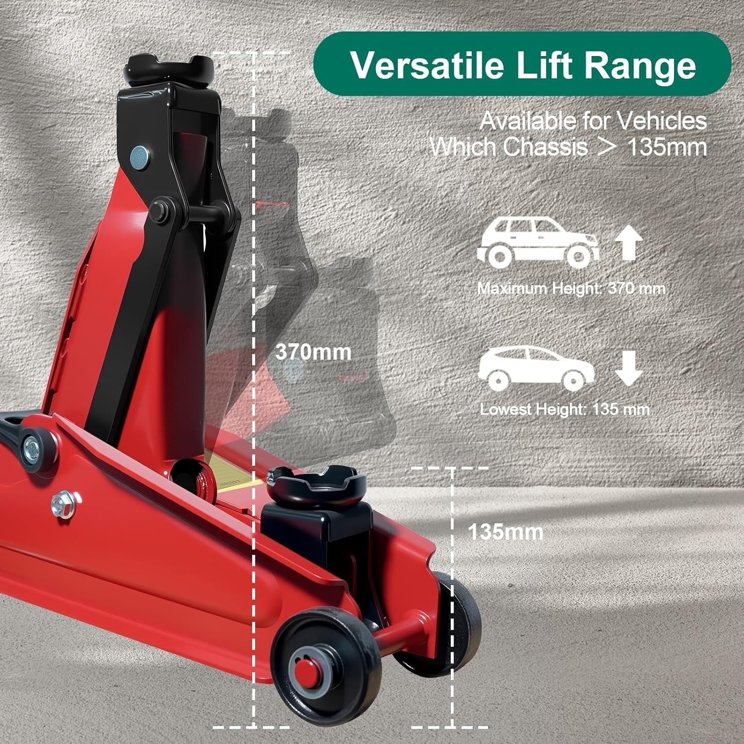 3 Ton Racing Trolley Jack Quick Lift Hydraulic Car Jack 135–370mm Heavy Duty