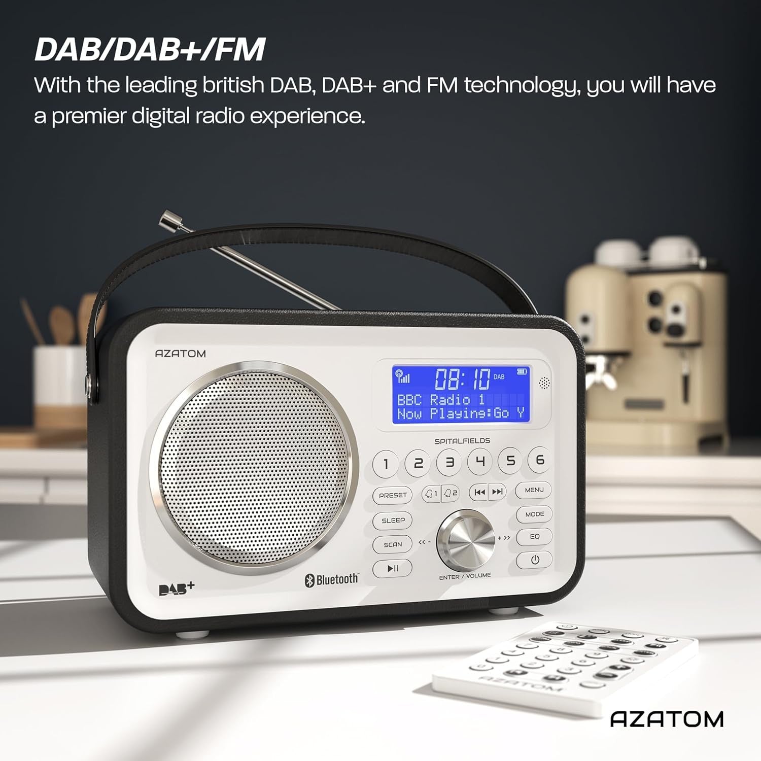 Black Portable DAB DAB+ FM Digital Radio Bluetooth Rechargeable Dual Alarm
