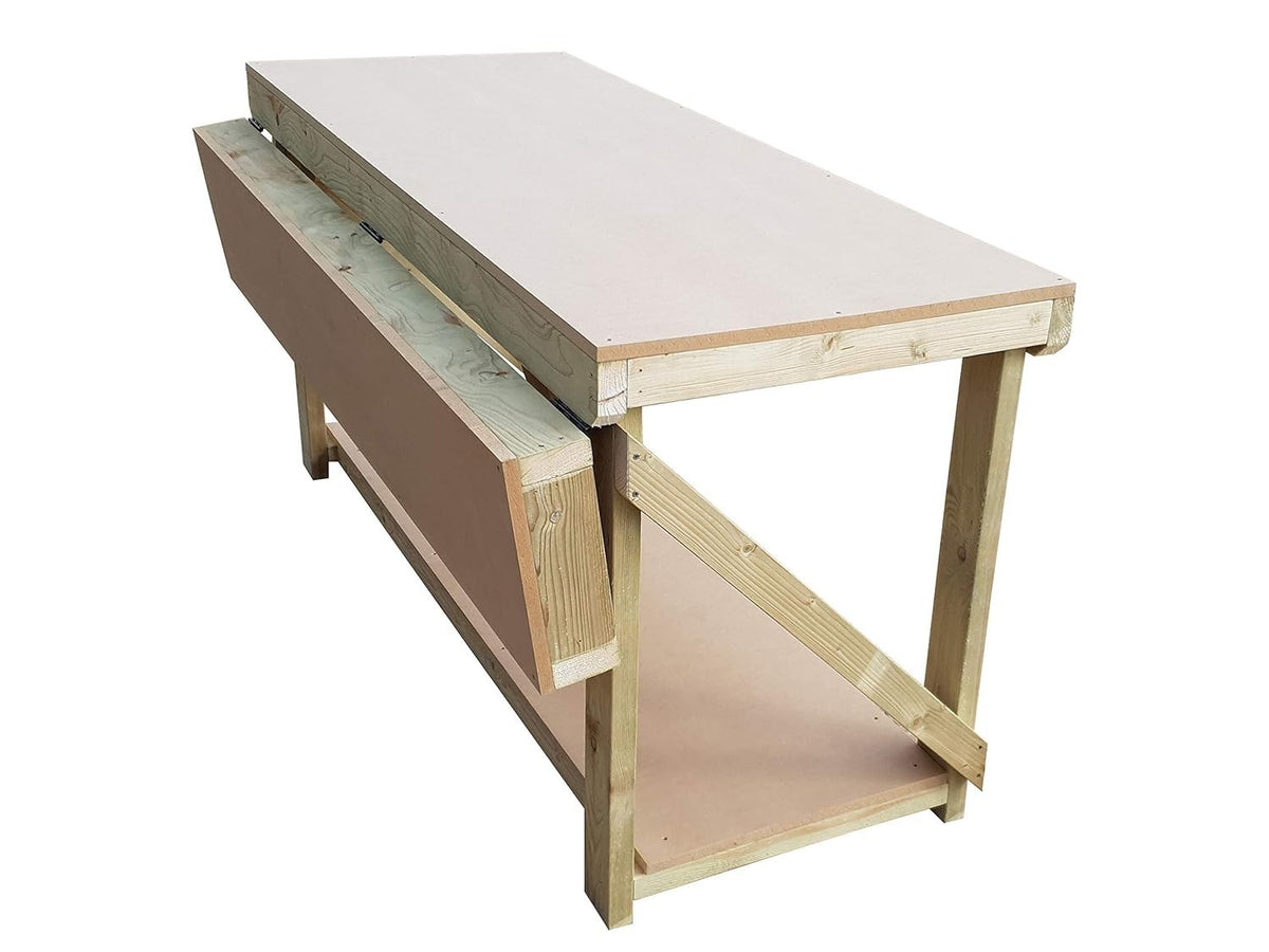 8ft Heavy Duty MDF Workbench – Extendable 4ft–8ft Strong Wooden Work Table