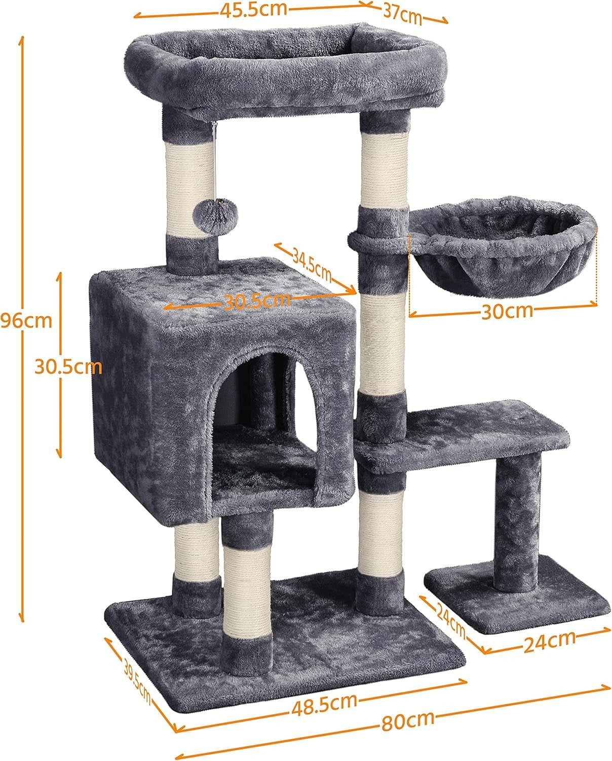 Cat Tree Tower 96cm With Large Perch Condo Scratching Posts Indoor Cats