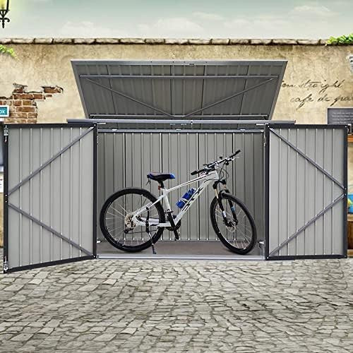 Galvanized Metal Garden Shed 1.05x2.1x1.3m Outdoor Tool & Bike Storage