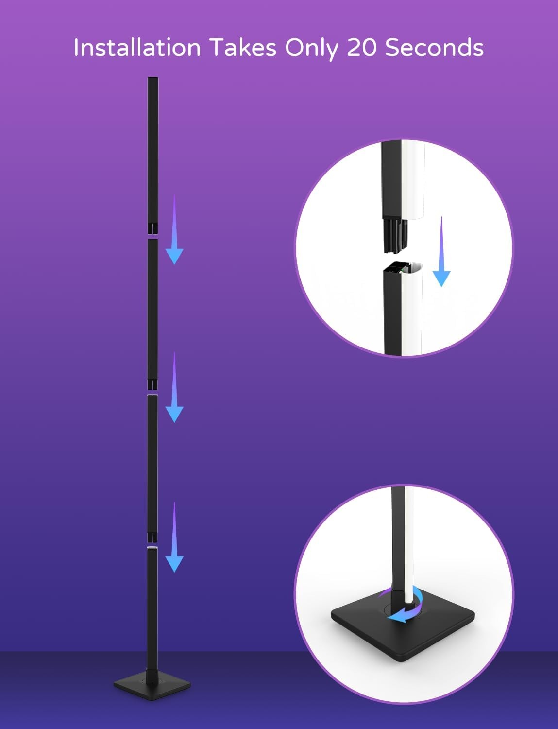 Smart LED Corner Floor Lamp 60 Inch App Alexa Google RGB Mood Light
