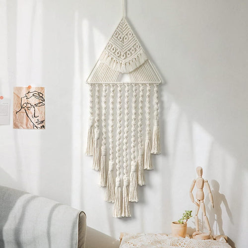 Macrame Owl Wall Hanging Boho Tapestry Nature-Inspired Decor