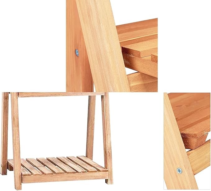 3 Tier Bamboo Plant Stand Foldable Indoor Outdoor Wooden Flower Shelf