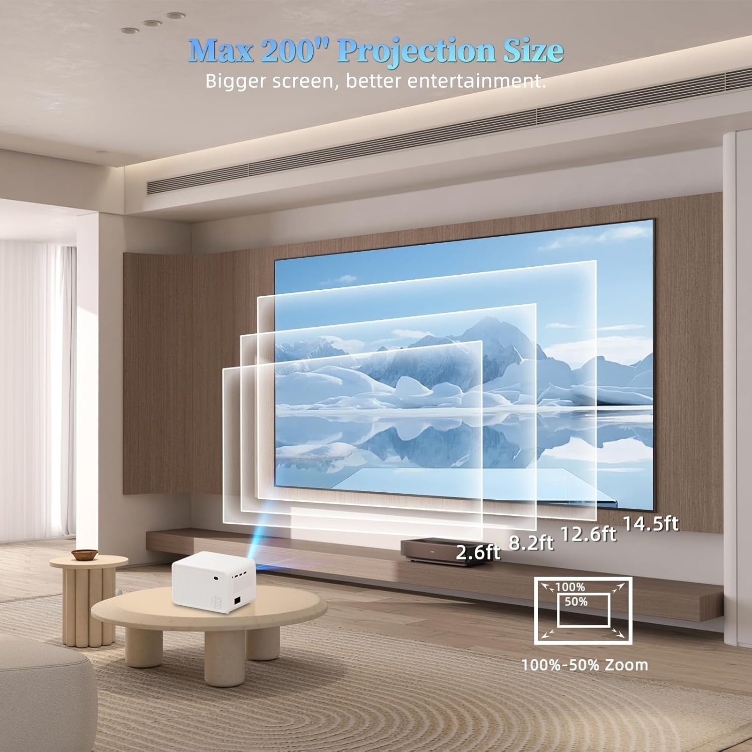 1080P WiFi Bluetooth Projector Portable Home Cinema HDMI Remote 5G