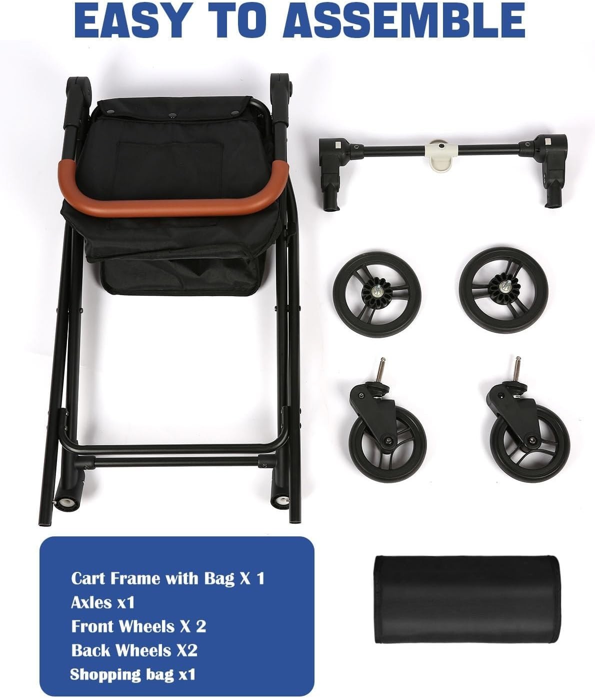 70L Foldable Shopping Trolley with Insulated Liner & Wheels for Groceries
